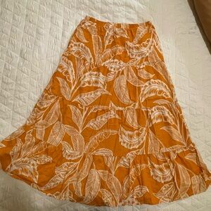 Rachel Zoe Orange Leaf Print Skirt